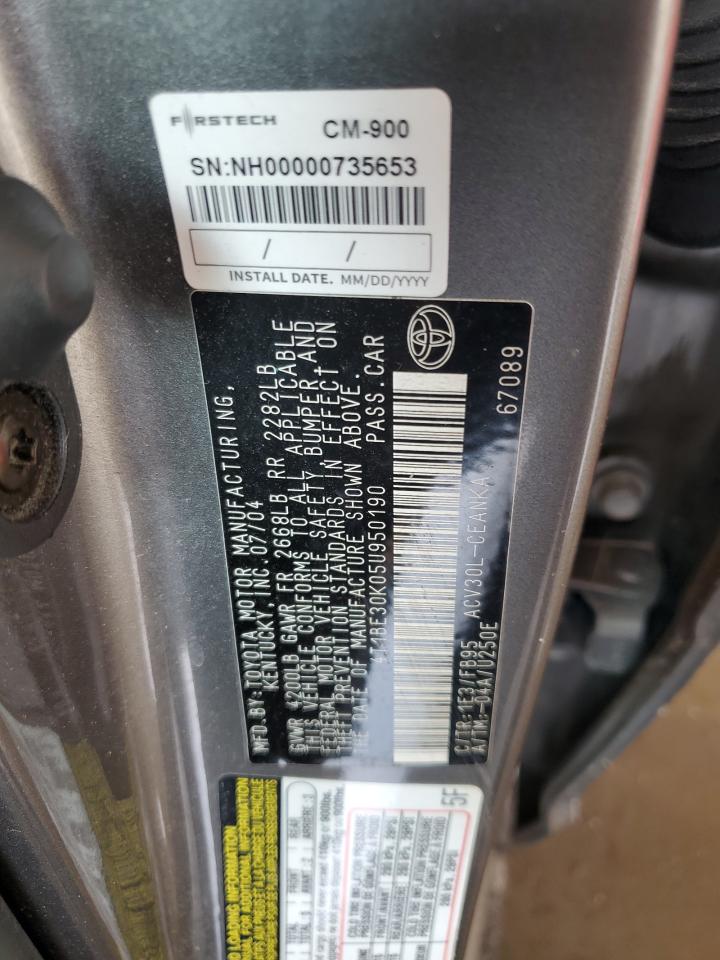 2005 Toyota Camry Le VIN: 4T1BE30K05U950190 Lot: 59155235