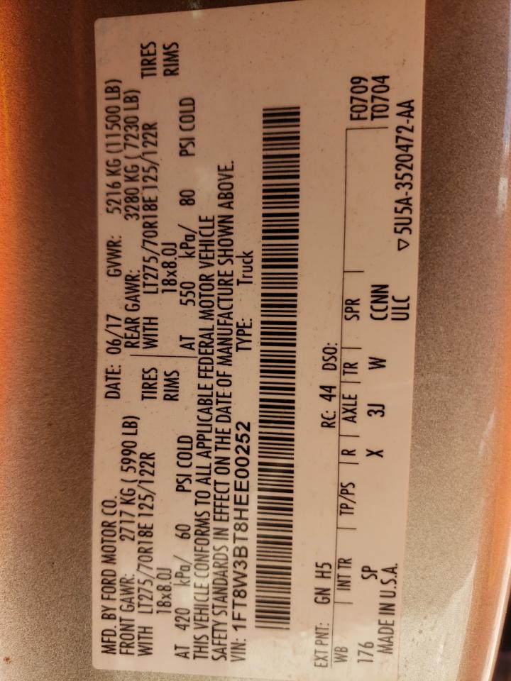 1FT8W3BT8HEE00252 FORD F350 2017