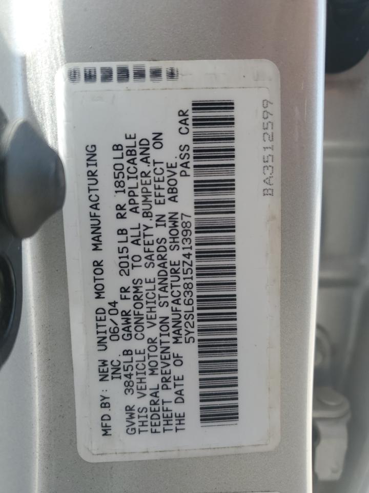 2005 Pontiac Vibe VIN: 5Y2SL63815Z413987 Lot: 55838815