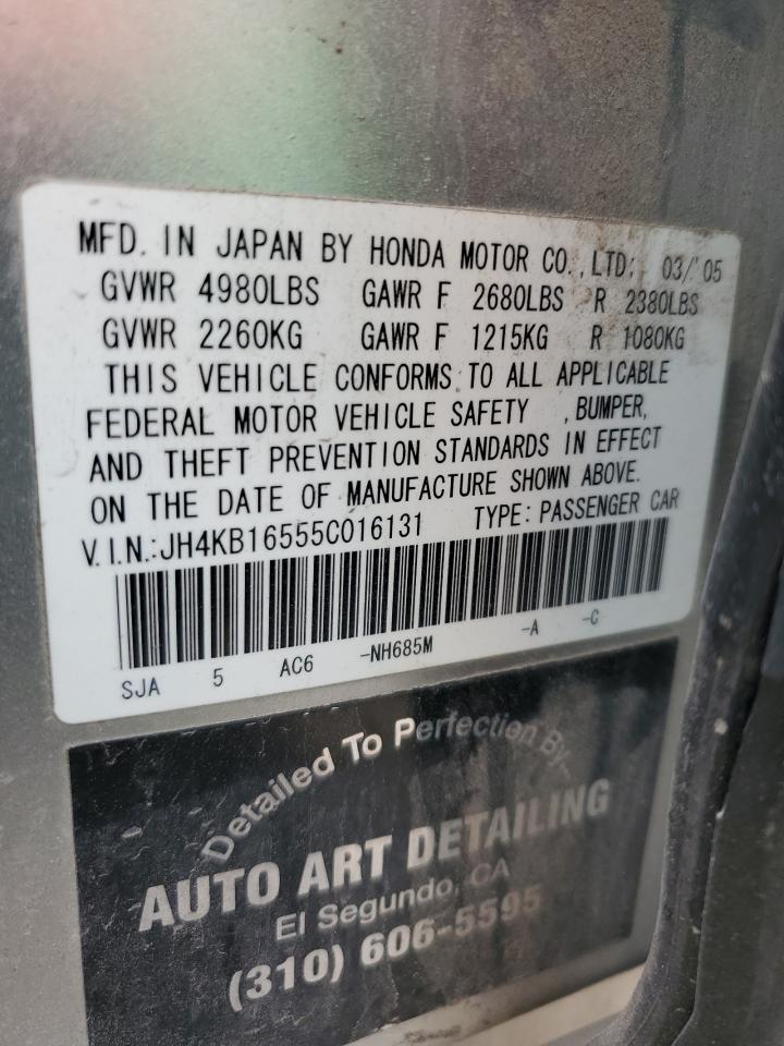 2005 Acura Rl VIN: JH4KB16555C016131 Lot: 56581185