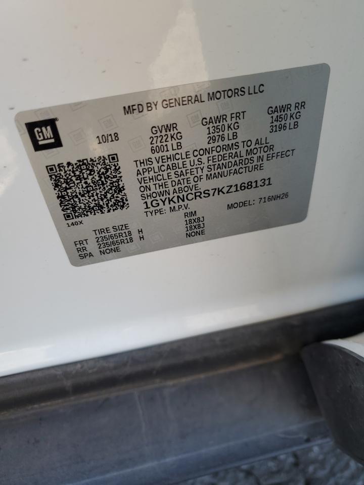 2019 Cadillac Xt5 Luxury VIN: 1GYKNCRS7KZ168131 Lot: 58607065