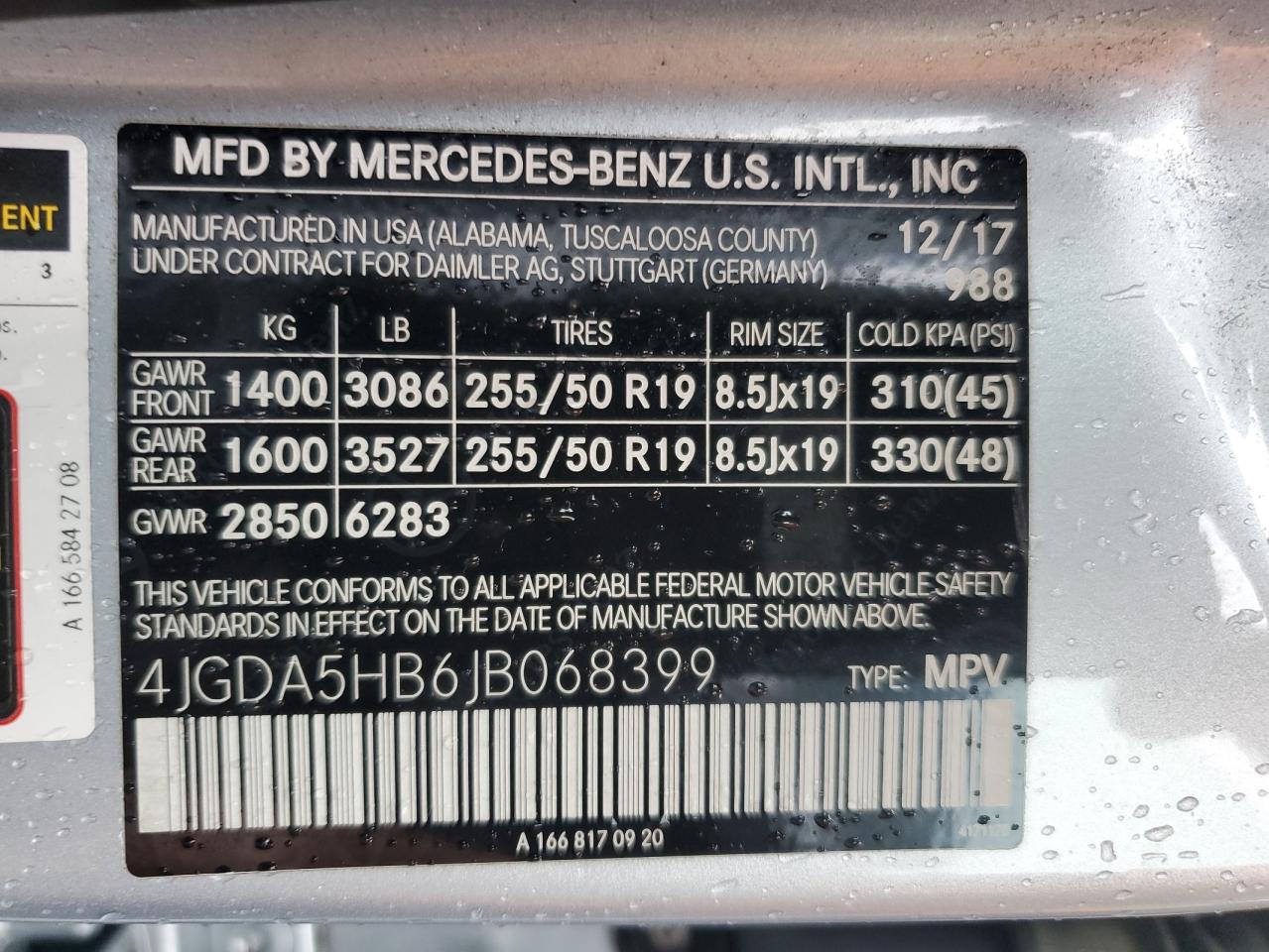 2018 Mercedes-Benz Gle 350 4Matic VIN: 4JGDA5HB6JB068399 Lot: 55399255
