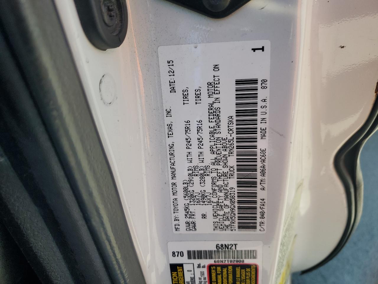 5TFRX5GN9GX058319 TOYOTA TACOMA 2016