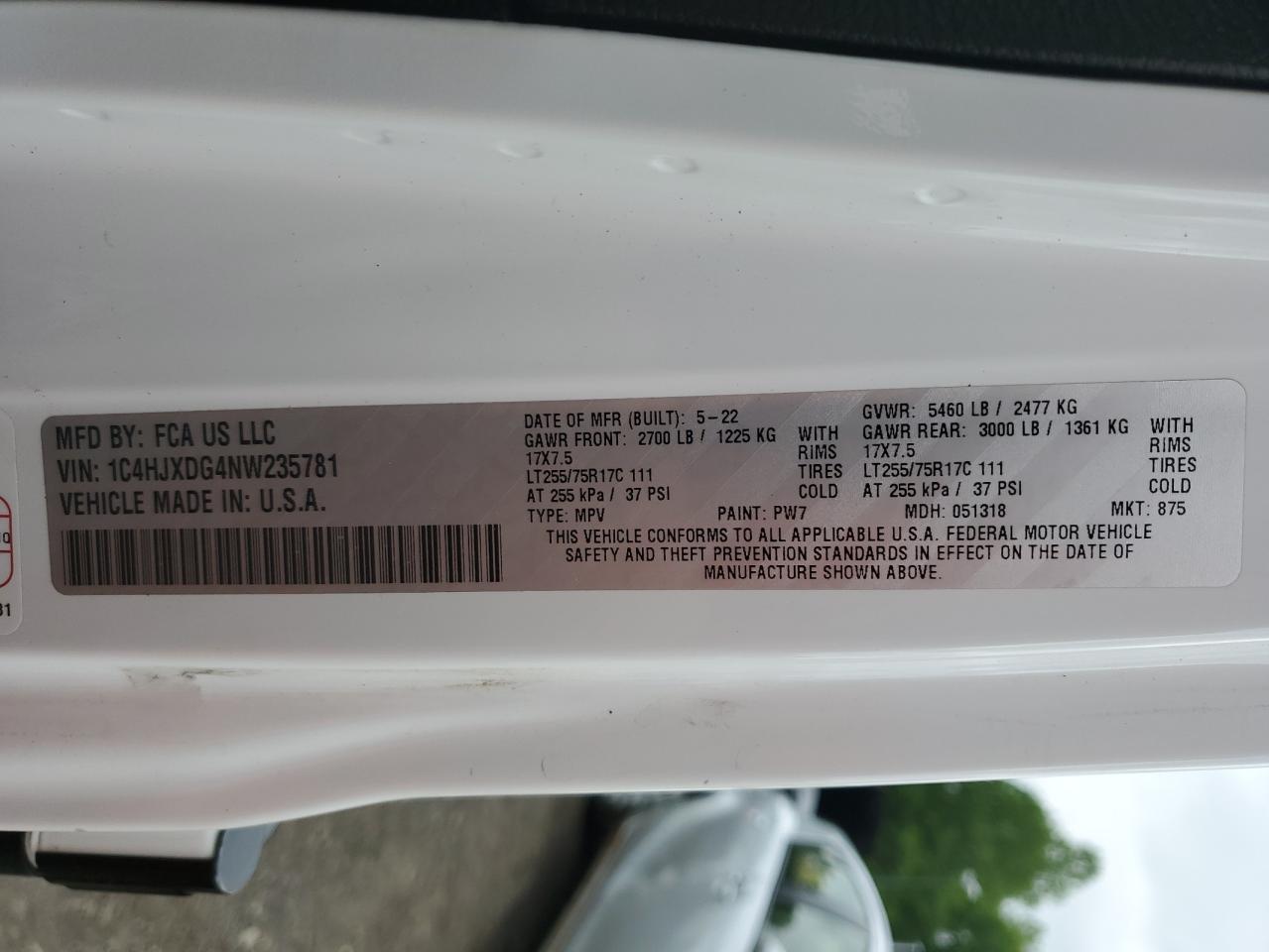 2022 Jeep Wrangler Unlimited Sport VIN: 1C4HJXDG4NW235781 Lot: 57184895