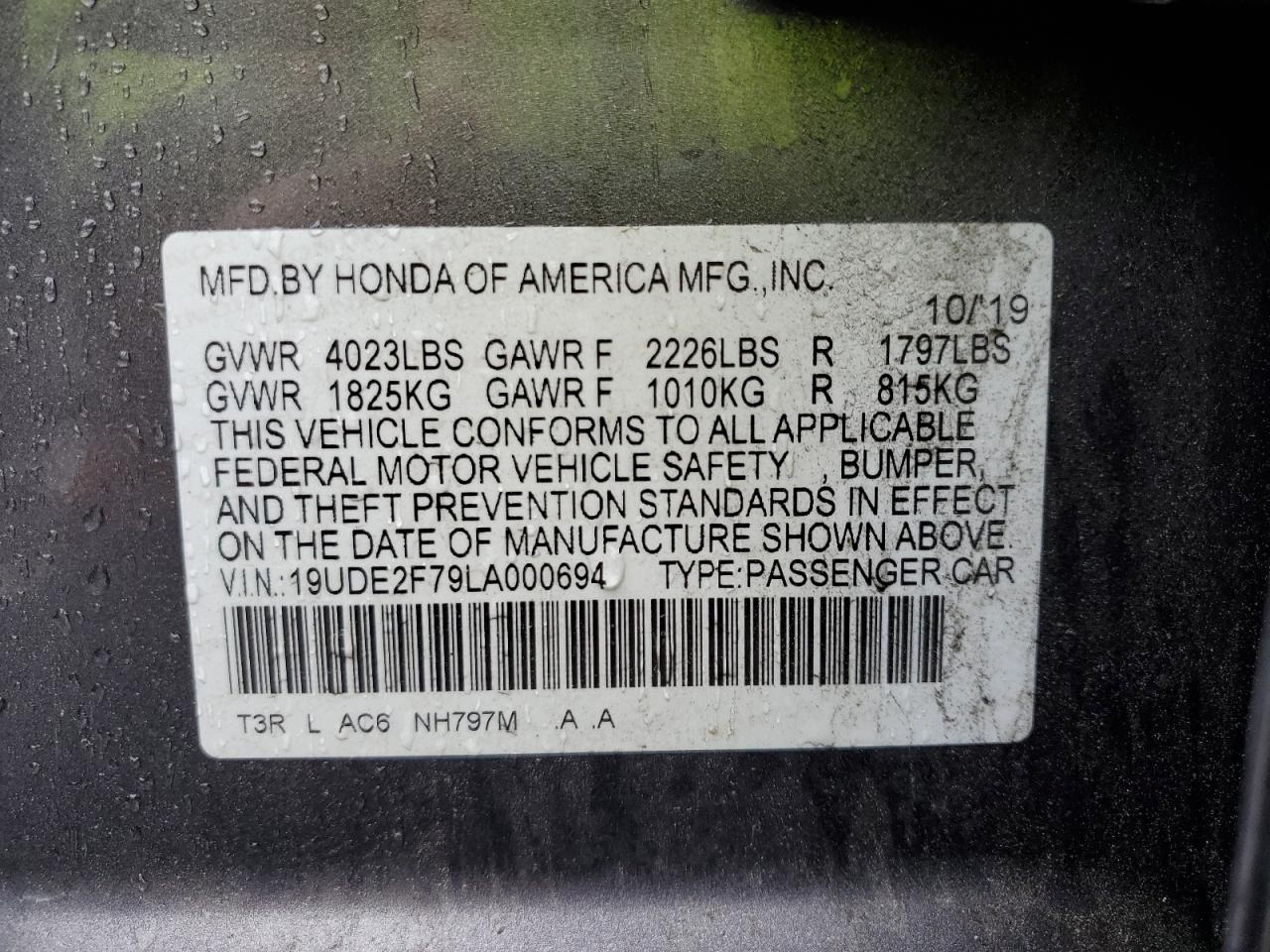 2020 Acura Ilx Premium VIN: 19UDE2F79LA000694 Lot: 56900425