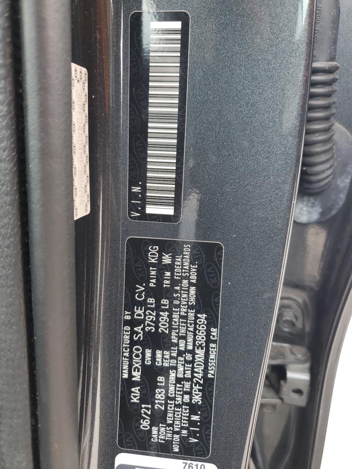 2021 Kia Forte Fe VIN: 3KPF24ADXME386694 Lot: 56666345