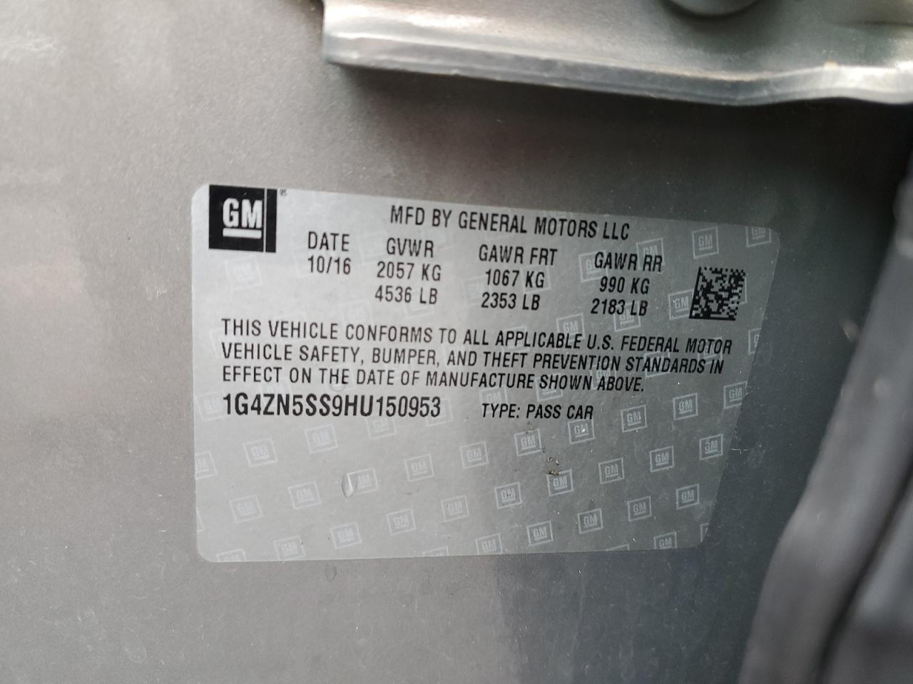 2017 Buick Lacrosse Preferred VIN: 1G4ZN5SS9HU150953 Lot: 57951735