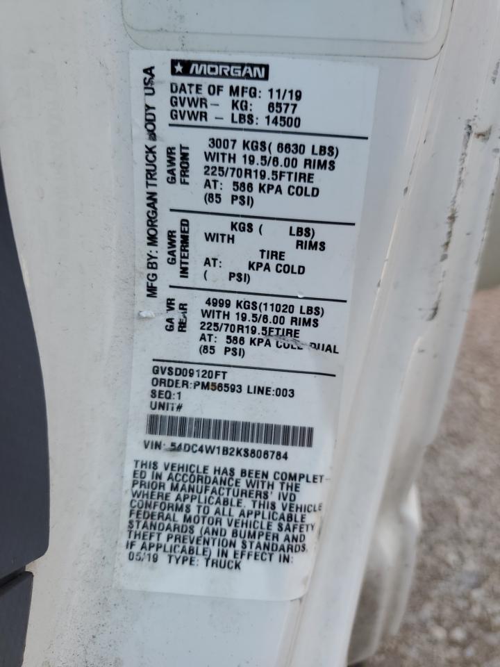 2019 Isuzu Npr Hd VIN: 54DC4W1B2KS806784 Lot: 55609805