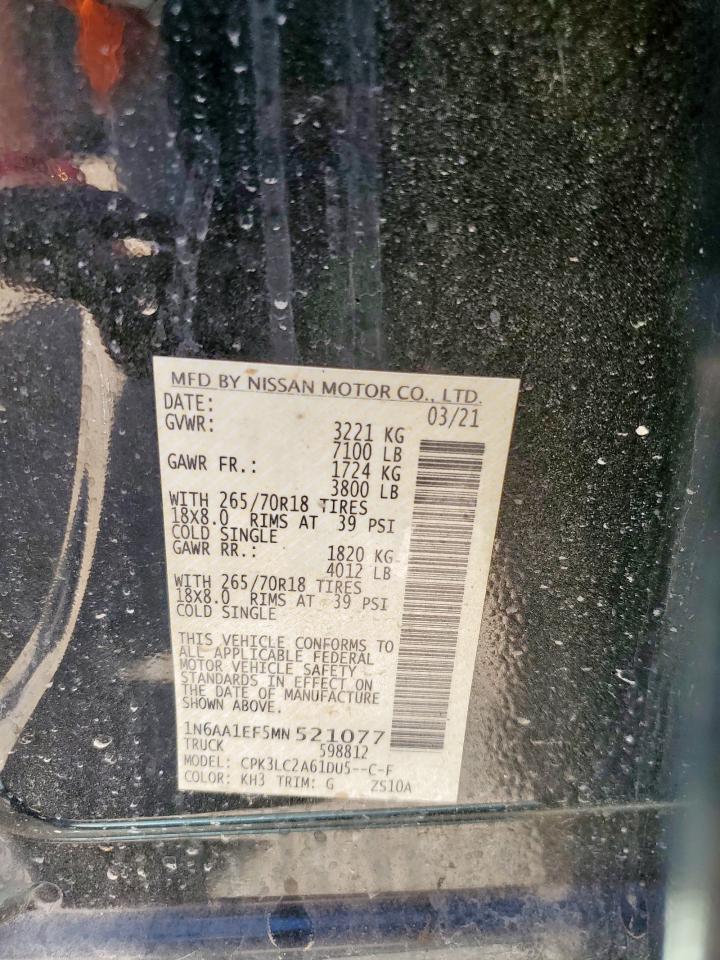 2021 Nissan Titan Sv VIN: 1N6AA1EF5MN521077 Lot: 58241145