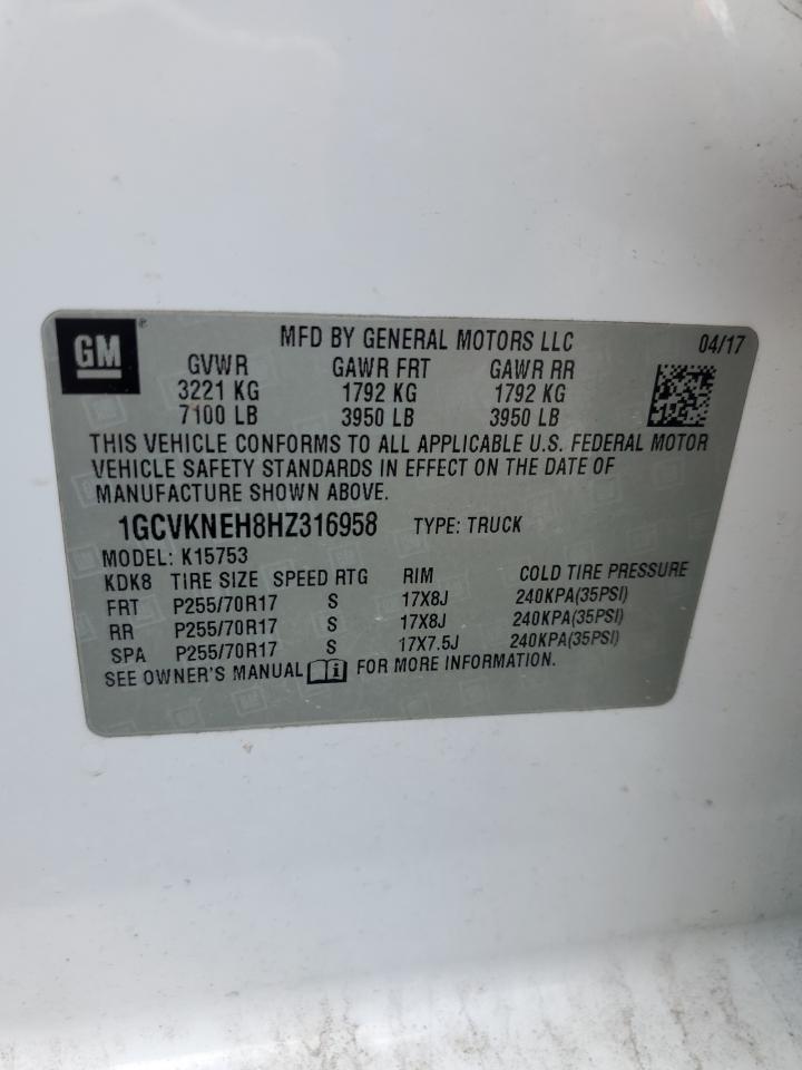 2017 Chevrolet Silverado K1500 VIN: 1GCVKNEH8HZ316958 Lot: 55567455