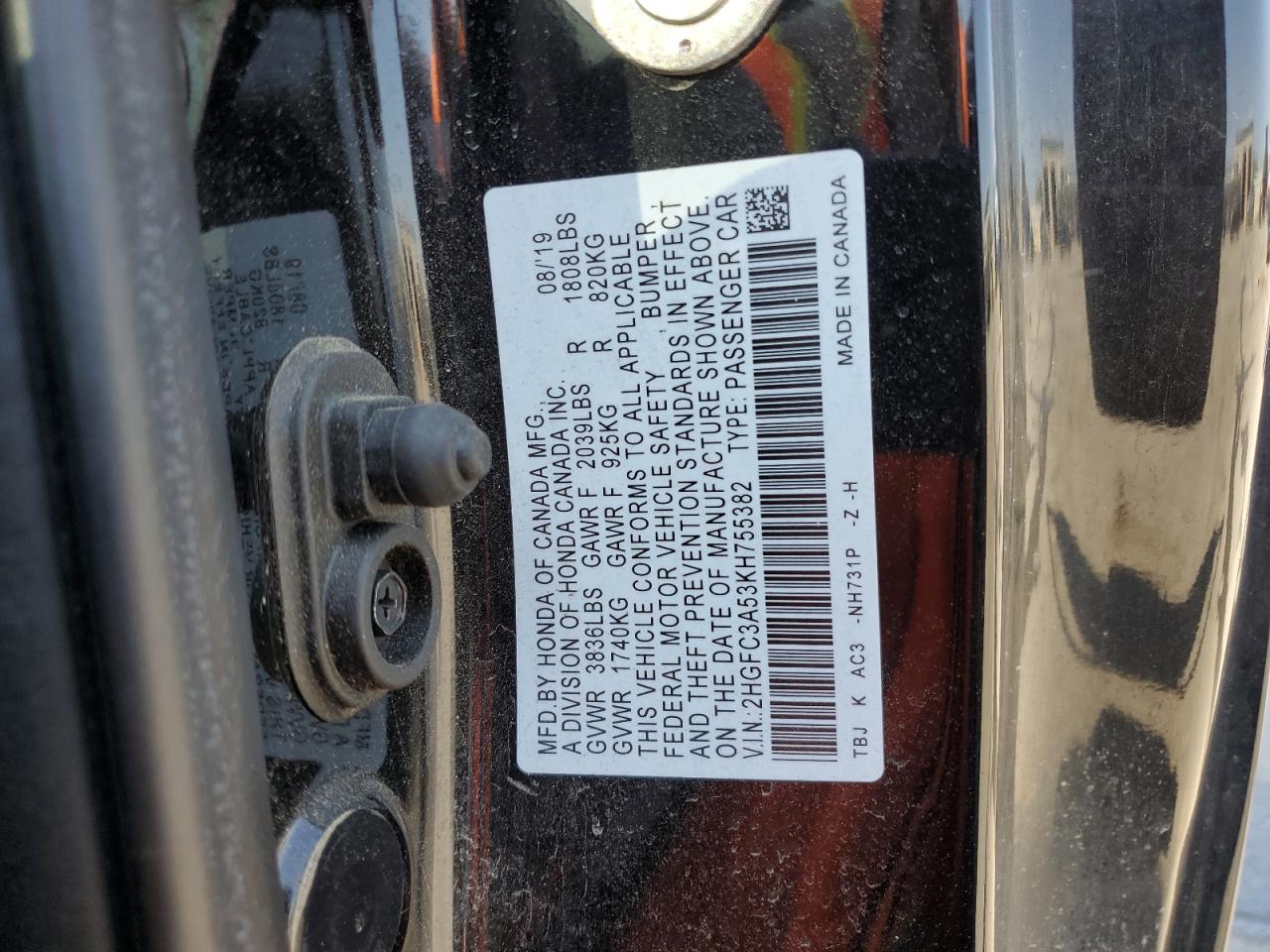 2019 Honda Civic Si VIN: 2HGFC3A53KH755382 Lot: 56663975