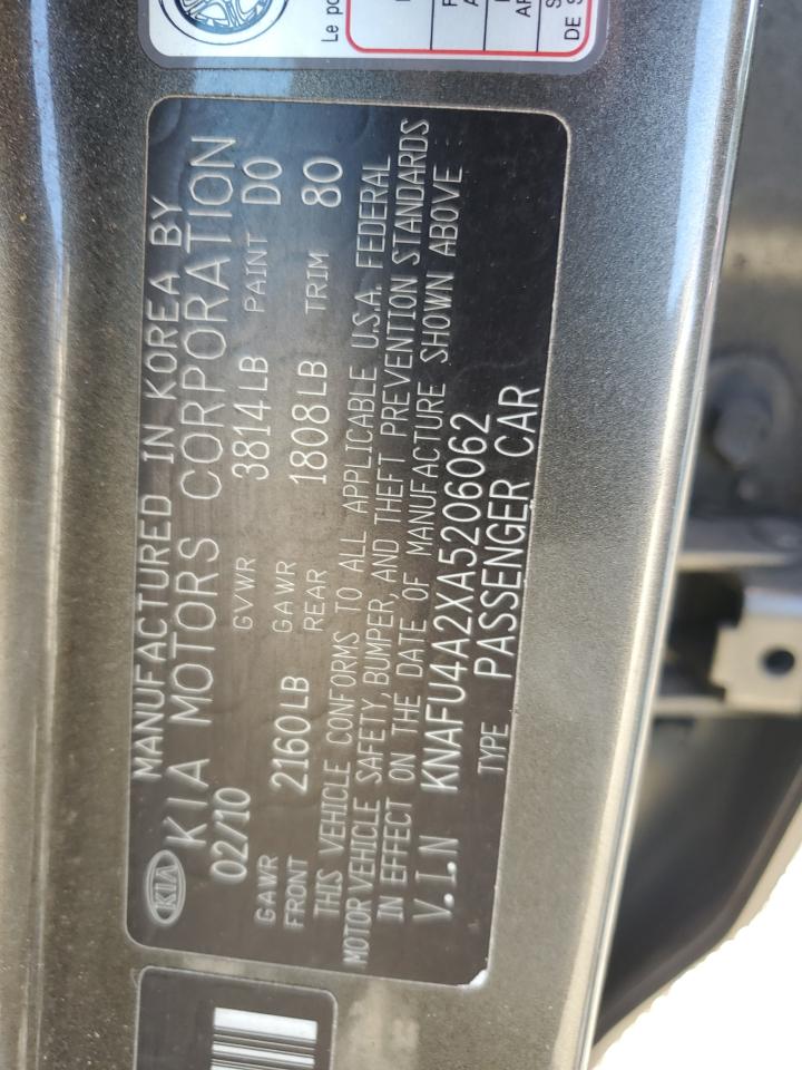 2010 Kia Forte Ex VIN: KNAFU4A2XA5206062 Lot: 51863875