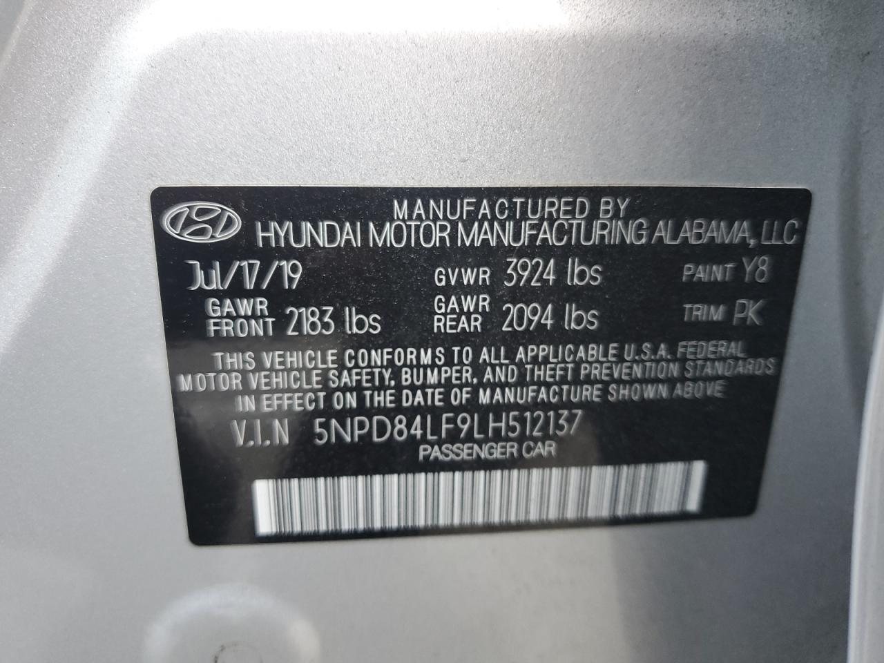 2020 Hyundai Elantra Sel VIN: 5NPD84LF9LH512137 Lot: 56224105