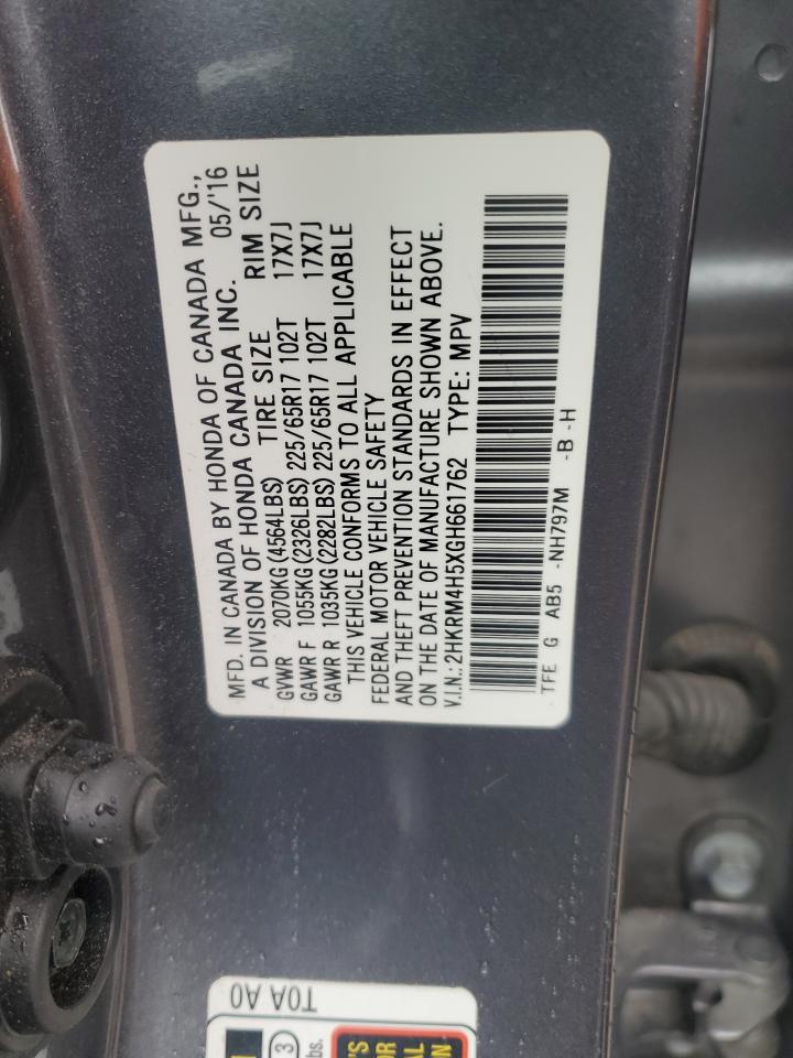 2HKRM4H5XGH661762 HONDA CRV 2016