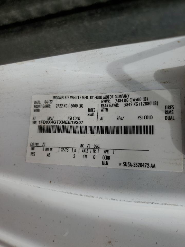 2022 Ford F450 Super Duty VIN: 1FD0X4GTXNEE19207 Lot: 57784905