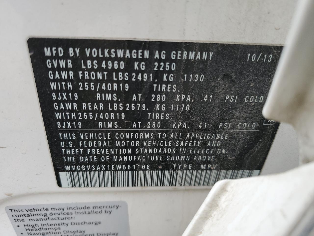 2014 Volkswagen Tiguan S VIN: WVGBV3AX1EW551108 Lot: 56520885
