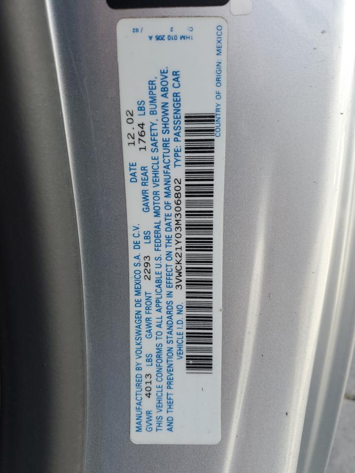 2003 Volkswagen New Beetle Gls VIN: 3VWCK21Y03M306802 Lot: 57763245