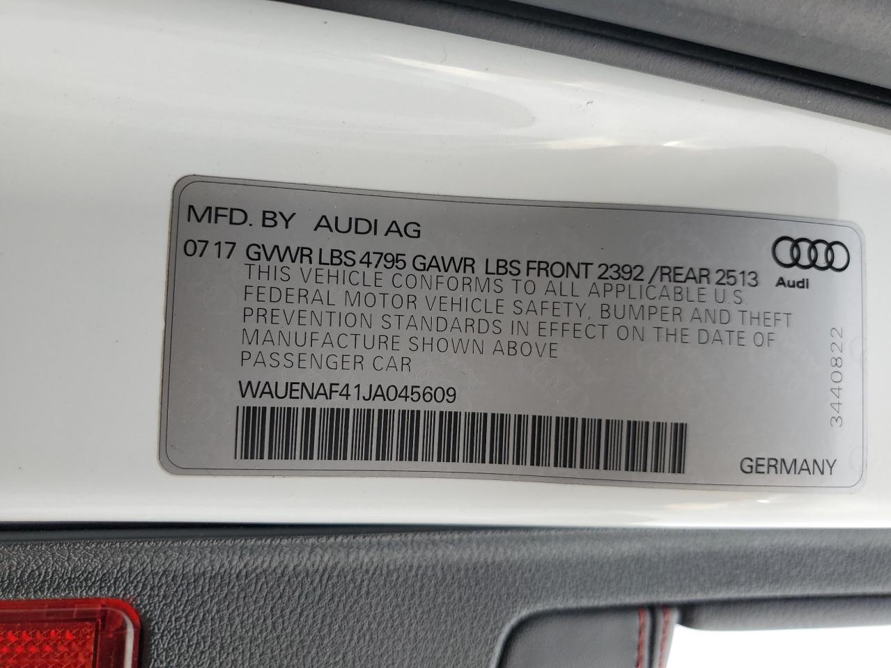 2018 Audi A4 Premium Plus VIN: WAUENAF41JA045609 Lot: 58598885