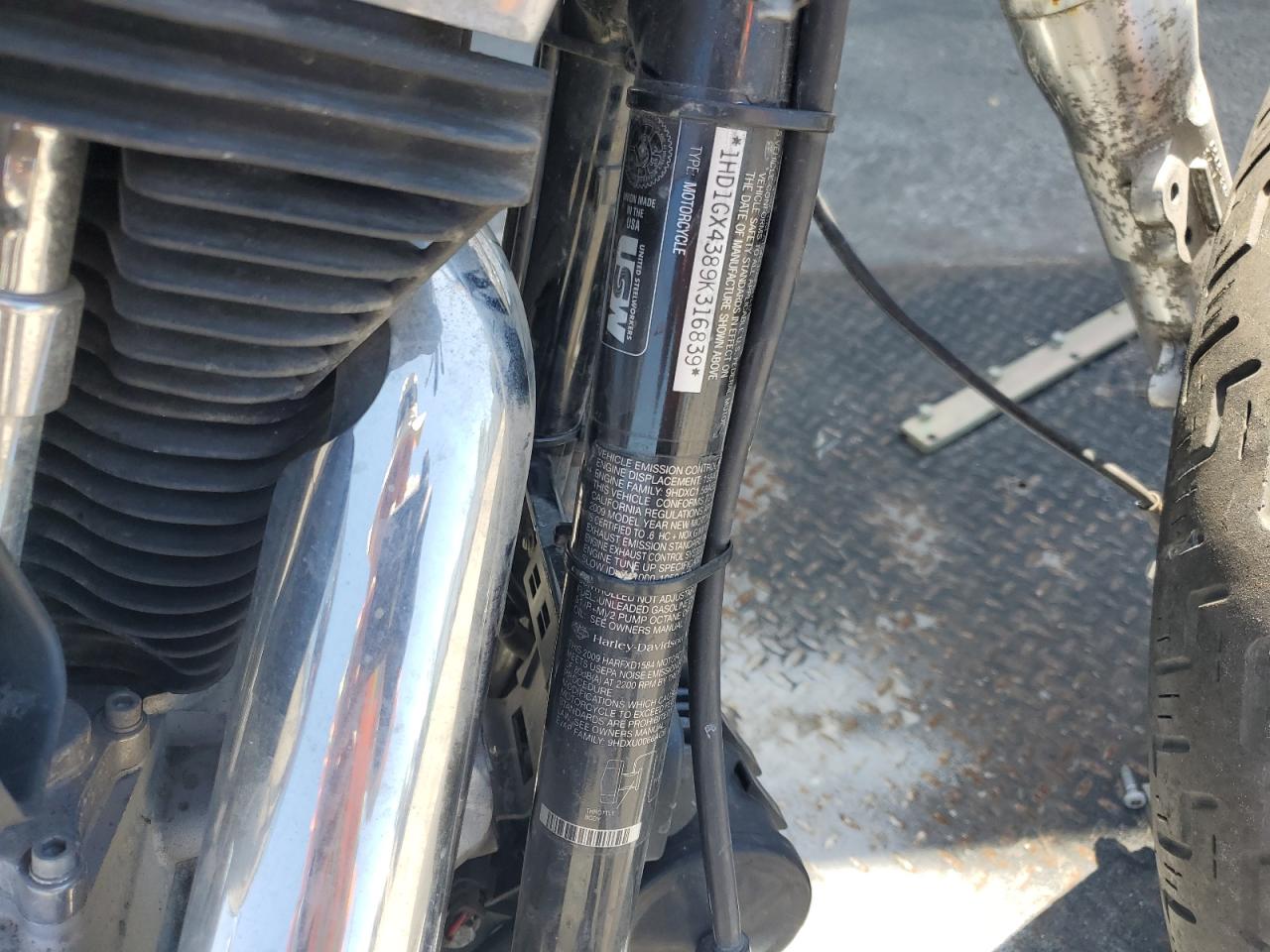 2009 Harley-Davidson Fxdb VIN: 1HD1GX4389K316839 Lot: 55168855