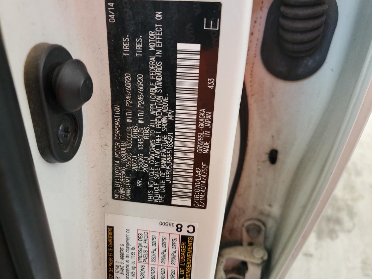 2014 Toyota 4Runner Sr5 VIN: JTEBU5JR8E5183421 Lot: 55997225