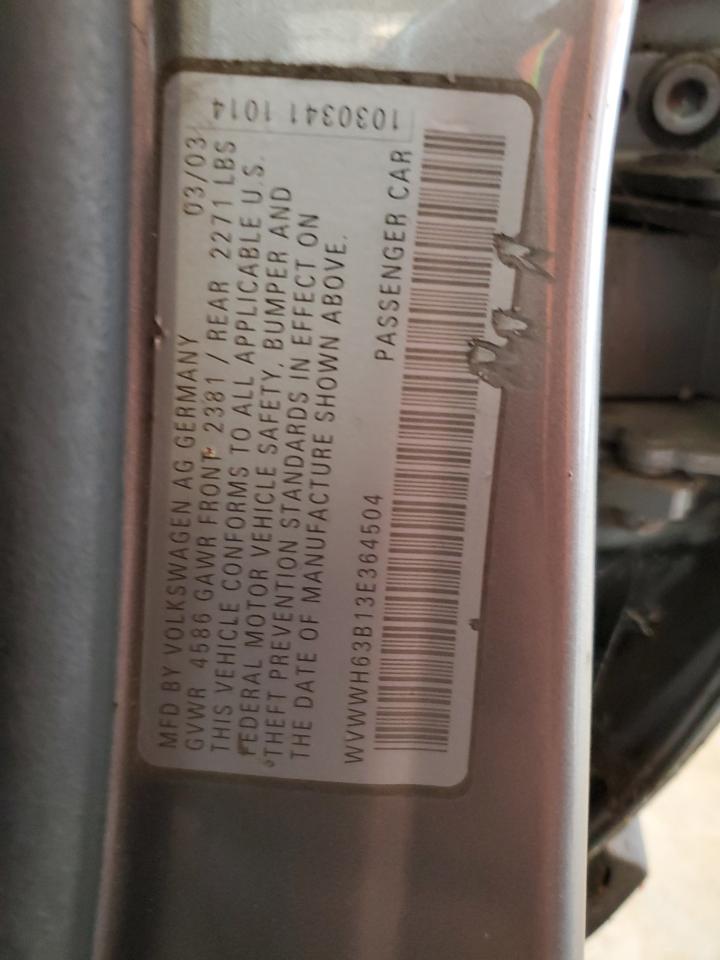 2003 Volkswagen Passat Glx VIN: WVWWH63B13E364504 Lot: 56071205