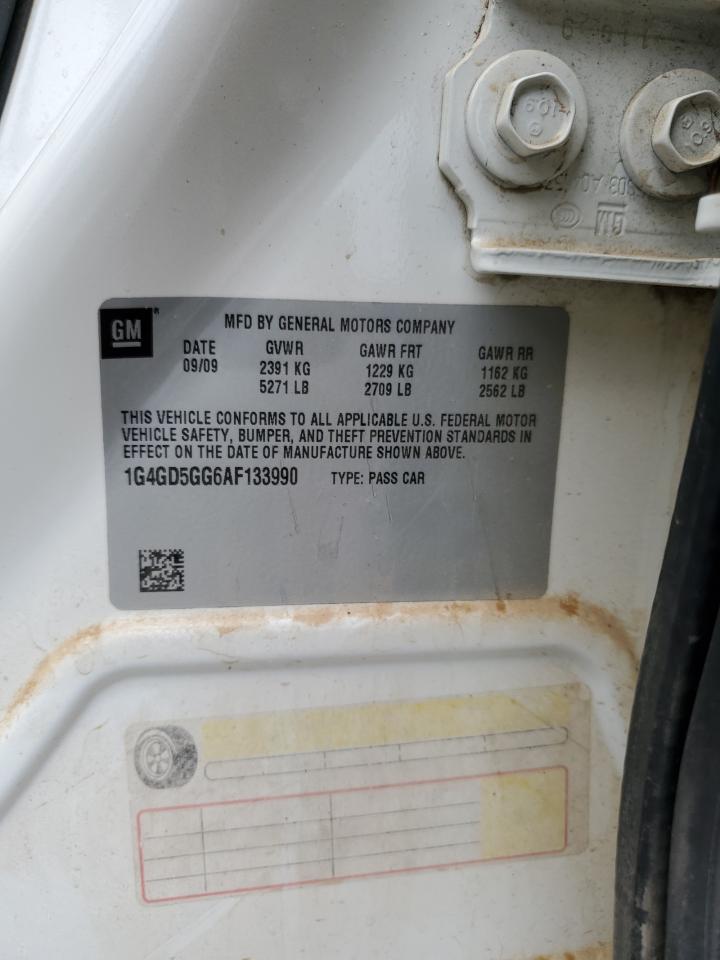 2010 Buick Lacrosse Cxl VIN: 1G4GD5GG6AF133990 Lot: 56190925
