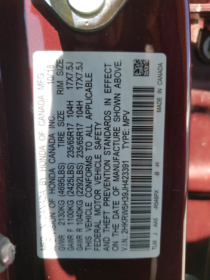 2HKRW5H39JH423391 HONDA CRV 2018