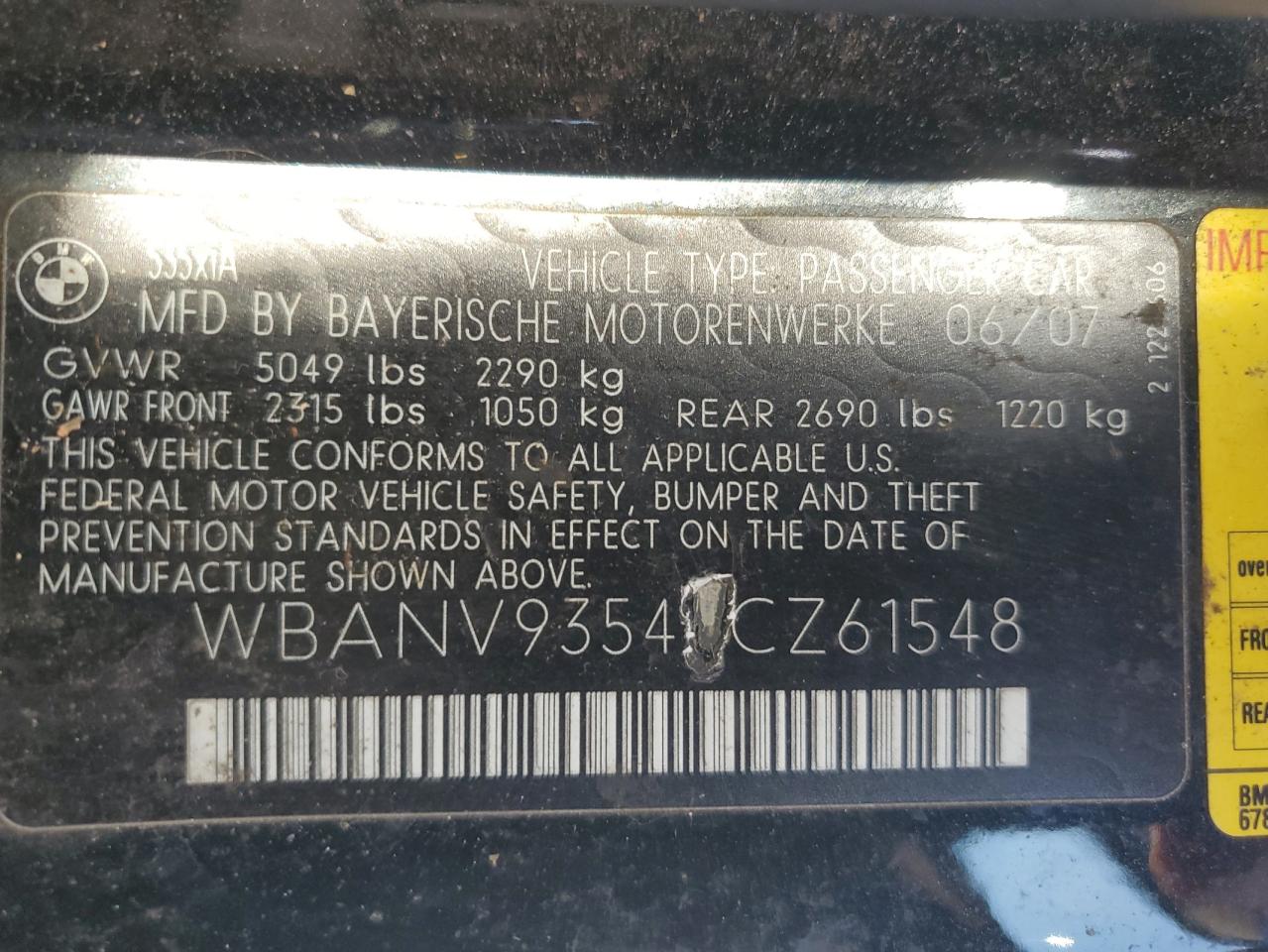 2008 BMW 535 Xi VIN: WBANV93548CZ61548 Lot: 55854745