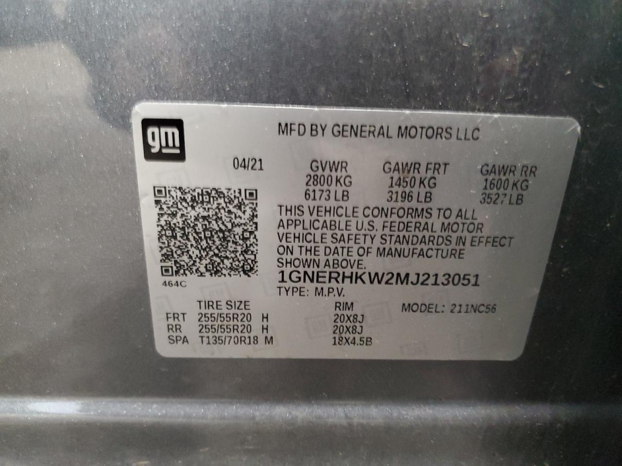 1GNERHKW2MJ213051 CHEVROLET TRAVERSE 2021