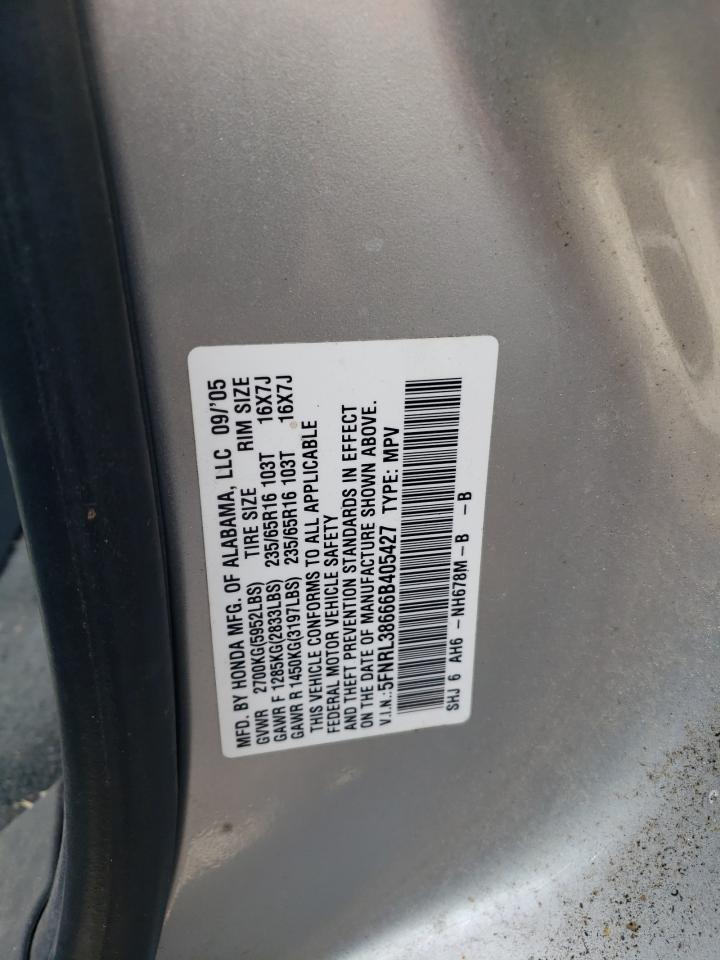 2006 Honda Odyssey Exl VIN: 5FNRL38666B405427 Lot: 57555665