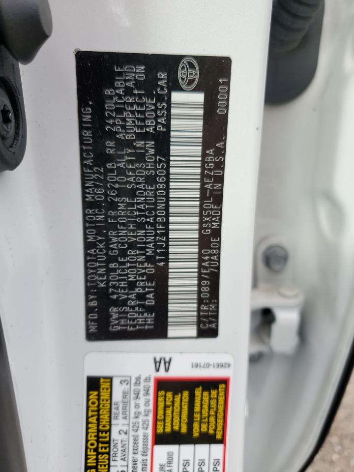 2022 Toyota Avalon Xle VIN: 4T1JZ1FB0NU086057 Lot: 56492205