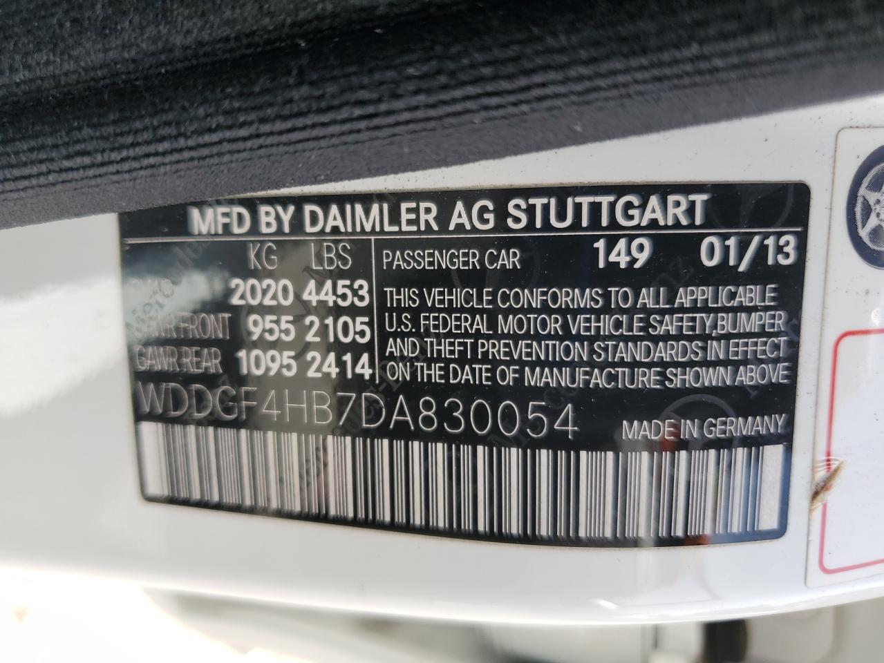 2013 Mercedes-Benz C 250 VIN: WDDGF4HB7DA830054 Lot: 56287075