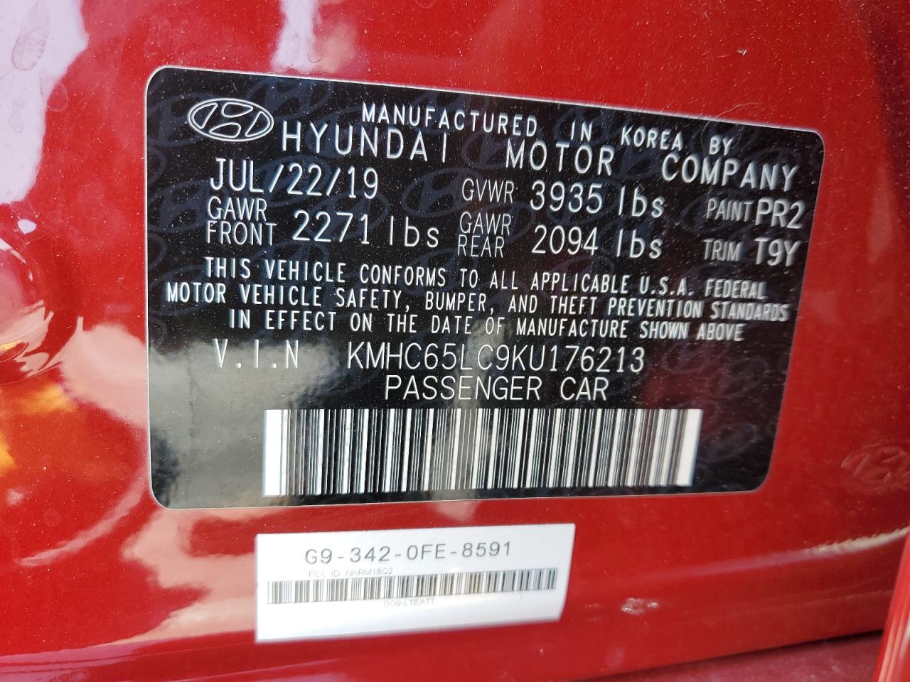 2019 Hyundai Ioniq Blue VIN: KMHC65LC9KU176213 Lot: 59220685