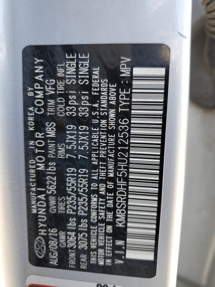 2017 Hyundai Santa Fe Se Ultimate VIN: KM8SRDHF5HU212536 Lot: 56145225