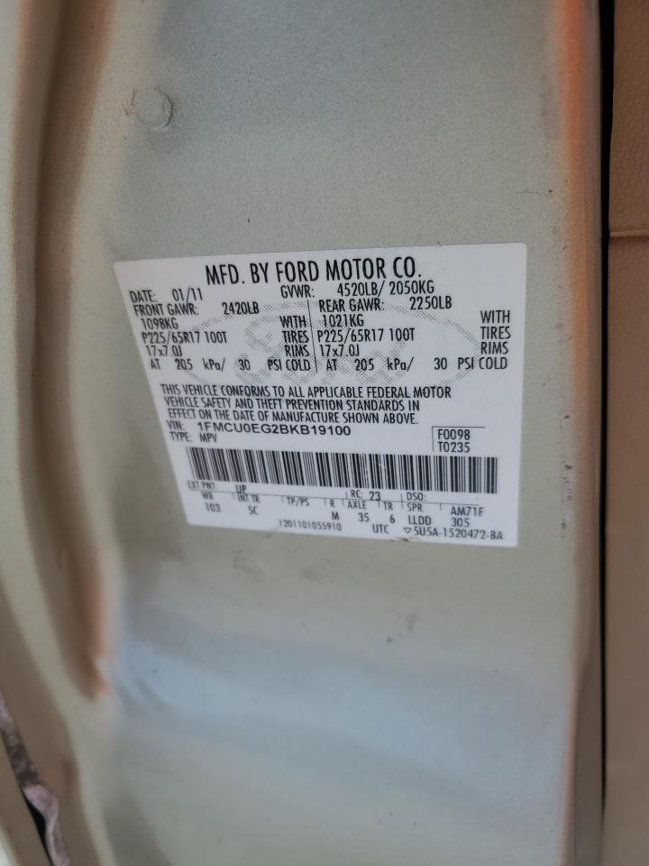 2011 Ford Escape Limited VIN: 1FMCU0EG2BKB19100 Lot: 58410295