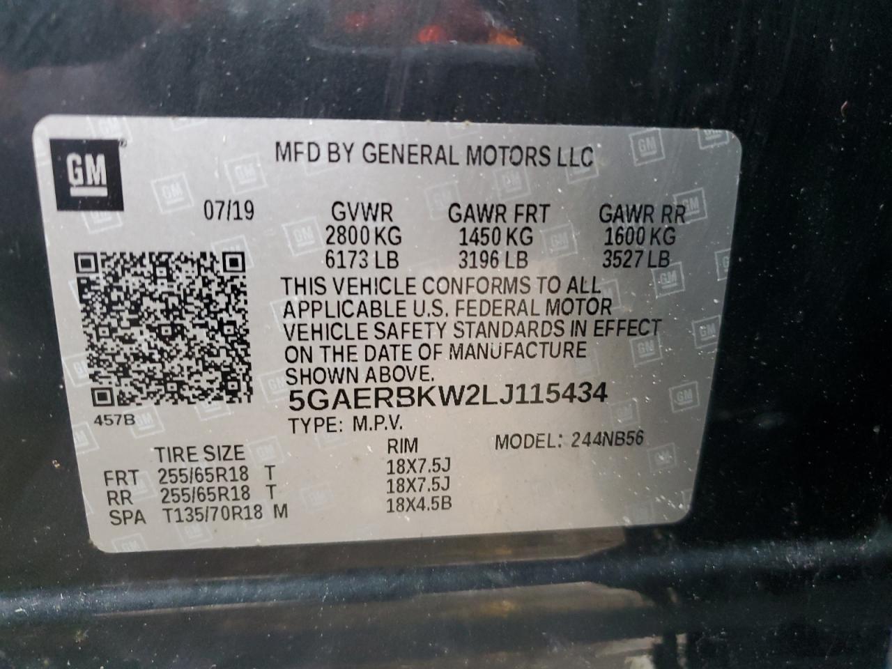 2020 Buick Enclave Essence VIN: 5GAERBKW2LJ115434 Lot: 57201595