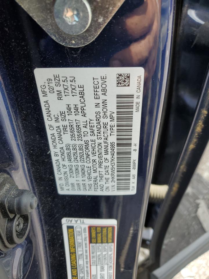 2019 Honda Cr-V Lx VIN: 2HKRW5H37KH404985 Lot: 56743495