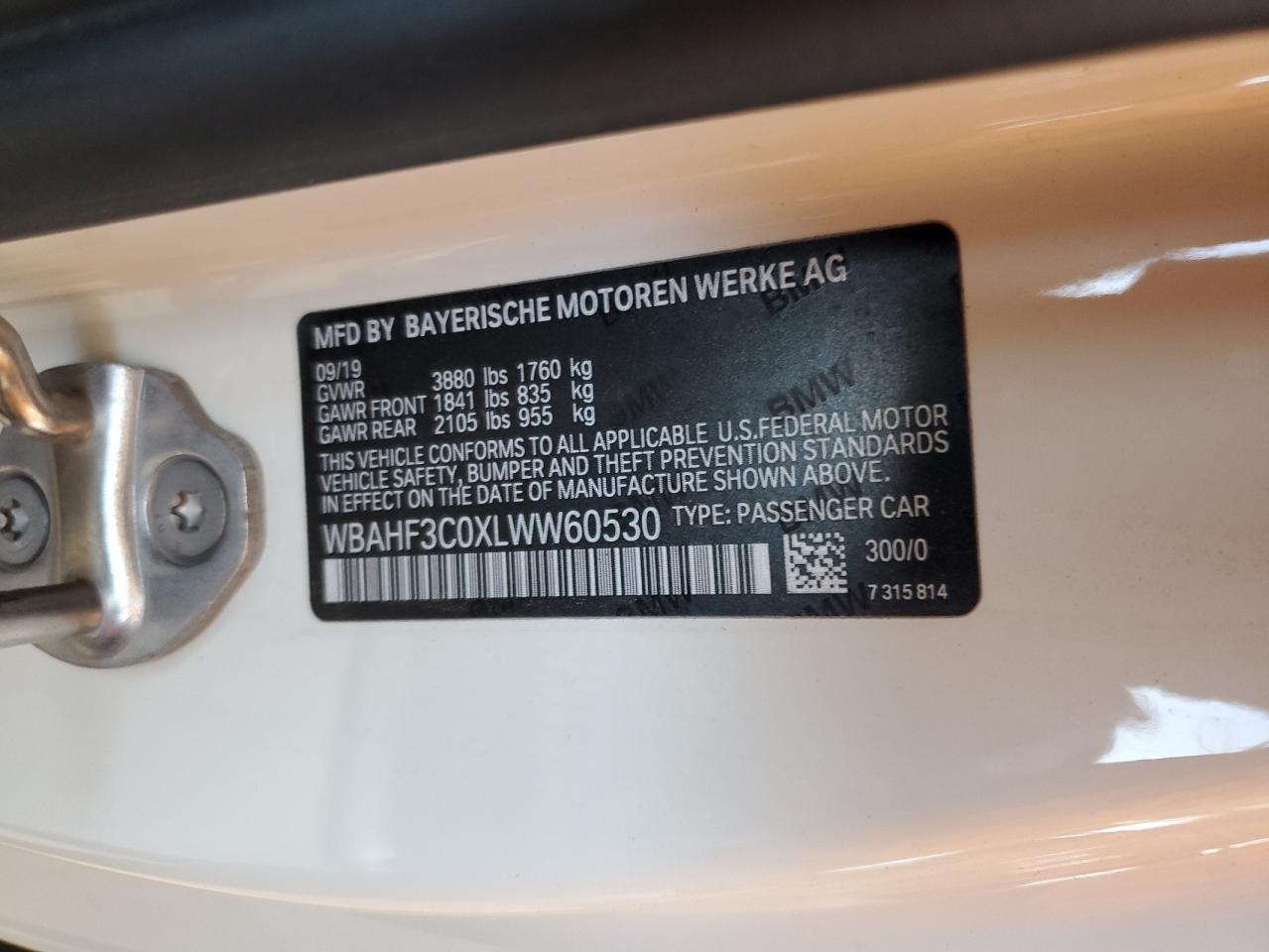 2020 BMW Z4 Sdrive30I VIN: WBAHF3C0XLWW60530 Lot: 57099555