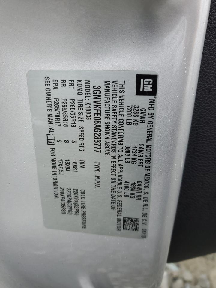 2010 Chevrolet Avalanche Lt VIN: 3GNVKFE06AG283777 Lot: 58708895