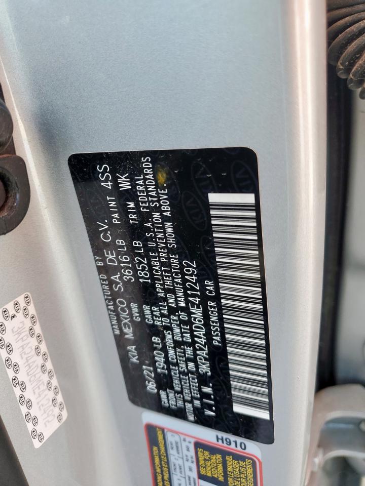 2021 Kia Rio Lx VIN: 3KPA24AD6ME412492 Lot: 59153305