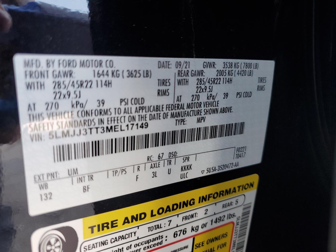 2021 Lincoln Navigator L Black Label VIN: 5LMJJ3TT3MEL17149 Lot: 56899515