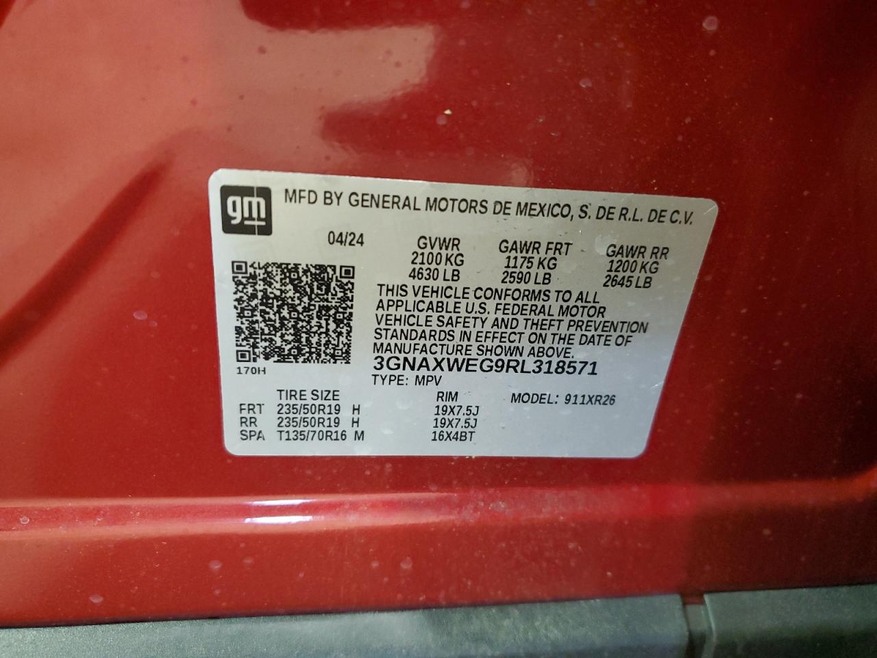 3GNAXWEG9RL318571 CHEVROLET EQUINOX 2024
