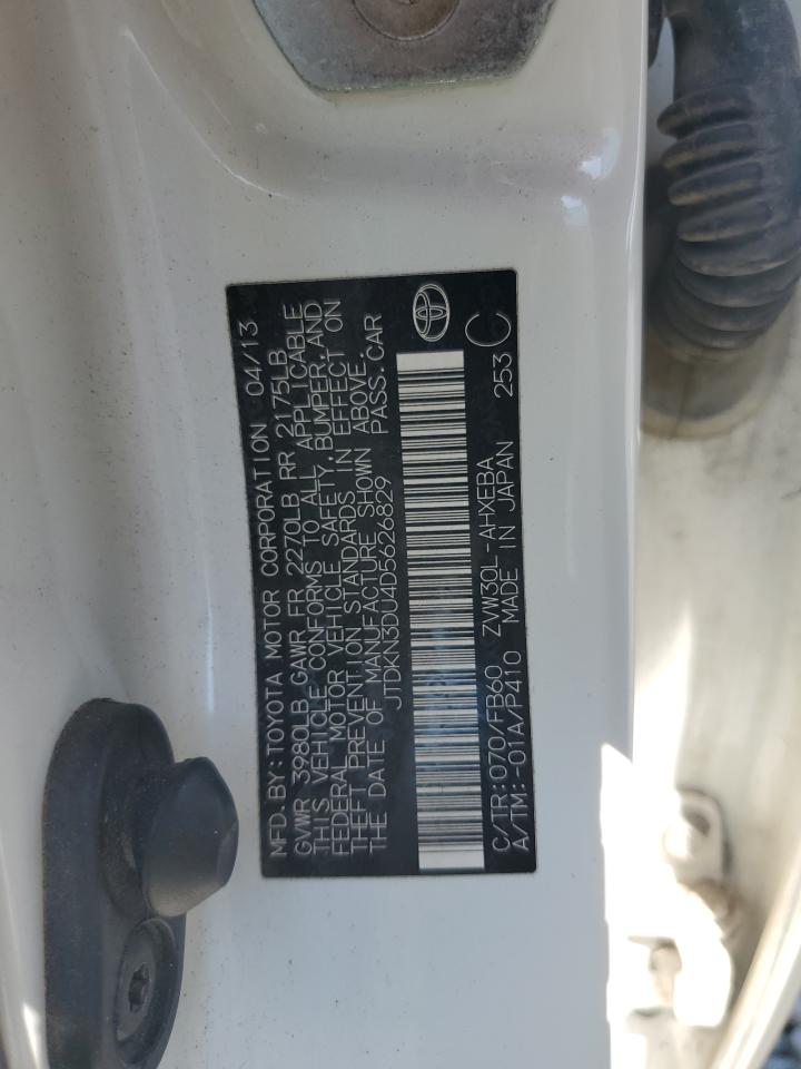 2013 Toyota Prius VIN: JTDKN3DU4D5626829 Lot: 57411895