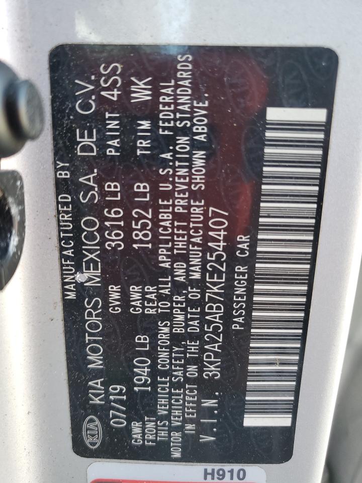 2019 Kia Rio S VIN: 3KPA25AB7KE254407 Lot: 57263485