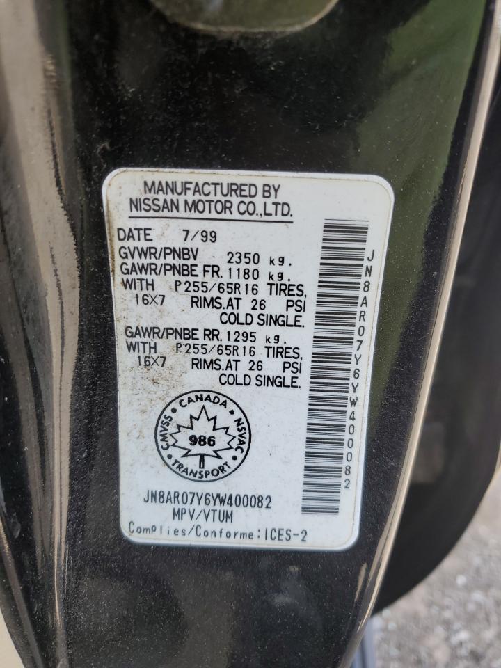 2000 Nissan Pathfinder Le VIN: JN8AR07Y6YW400082 Lot: 55800005