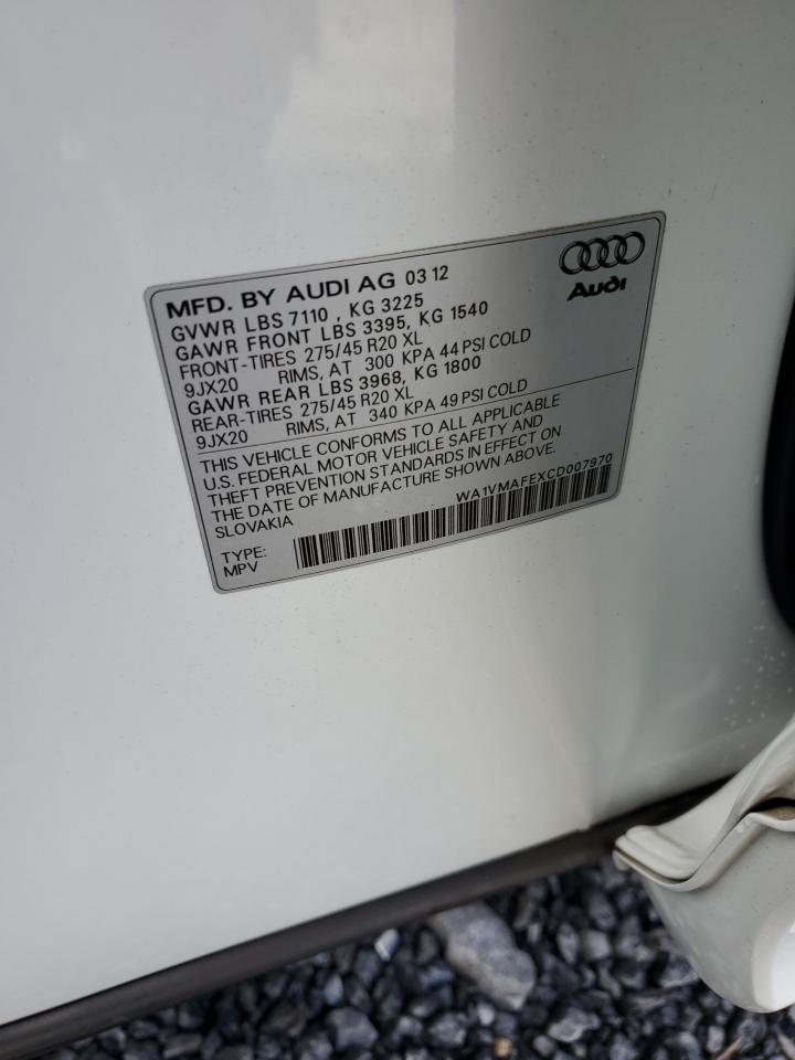 2012 Audi Q7 Prestige VIN: WA1VMAFEXCD007970 Lot: 56391785