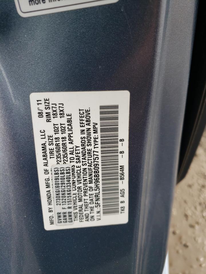 2011 Honda Odyssey Touring VIN: 5FNRL5H96BB097577 Lot: 56841215