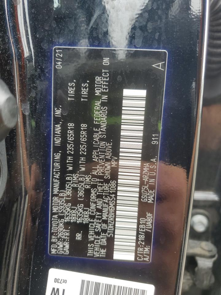 2021 Toyota Highlander Xle VIN: 5TDHZRBH6MS541086 Lot: 56596905