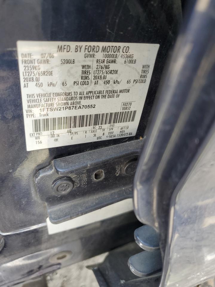 2007 Ford F250 Super Duty VIN: 1FTSW21P87EA70552 Lot: 68777325