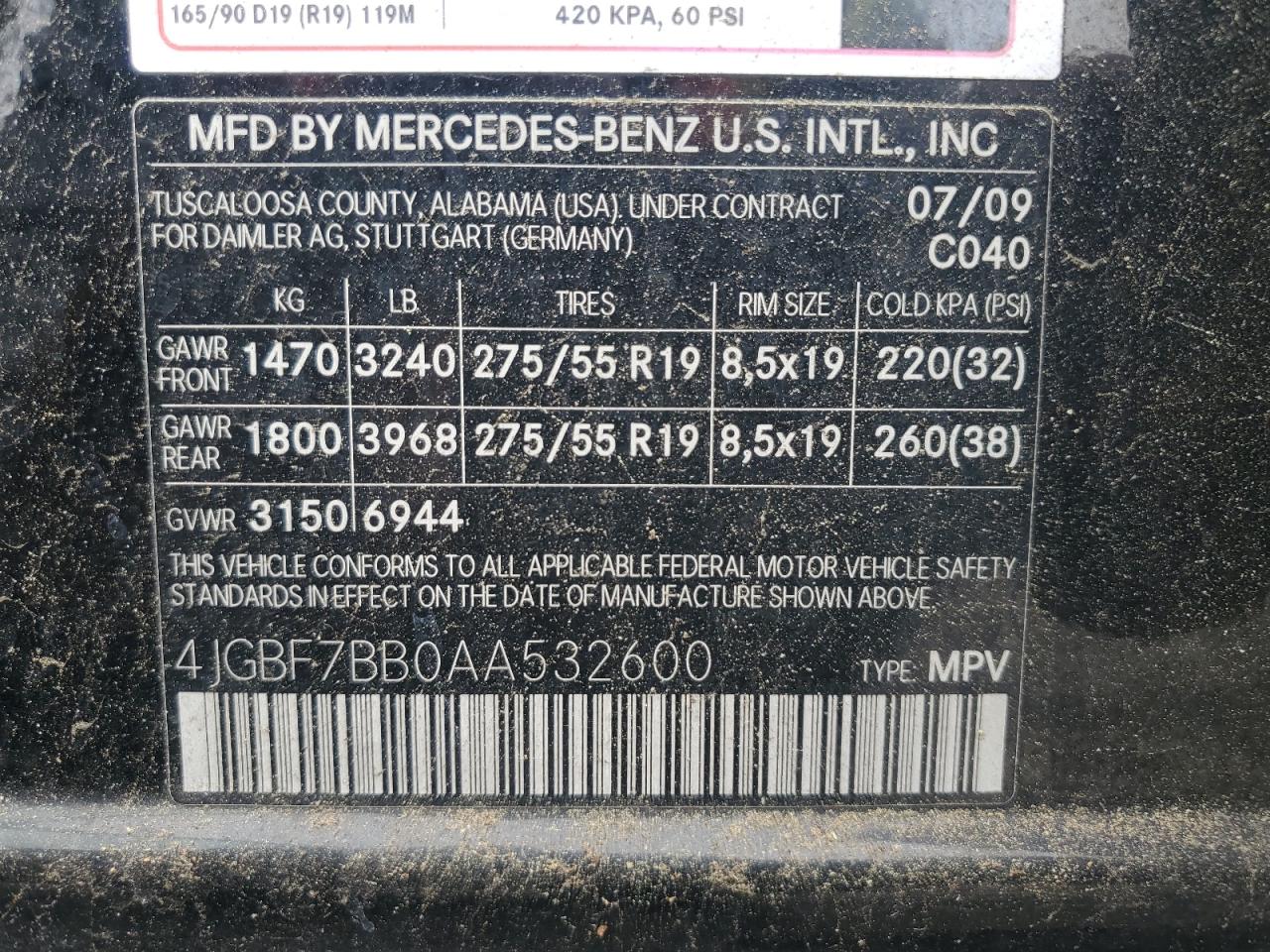 2010 Mercedes-Benz Gl 450 4Matic VIN: 4JGBF7BB0AA532600 Lot: 55902445